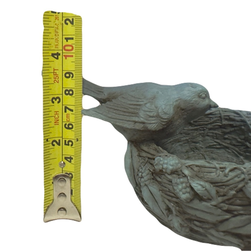 Nesting Bird Dish Trinket Bowl Aqua Rustic Sculpture Figurine 6” Vintage Art - Picture 13 of 16